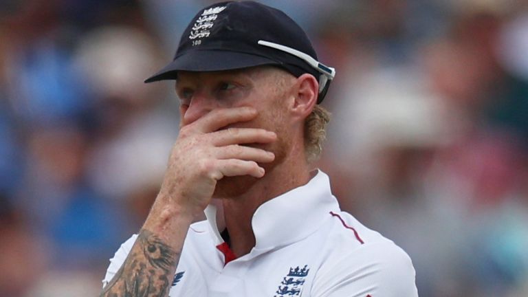 England captain Ben Stokes reacts during play on day two of the second cricket test match between England and India at Edgbaston in Birmingham, England, Thursday, July 3, 2025. (AP Photo/Scott Heppell)