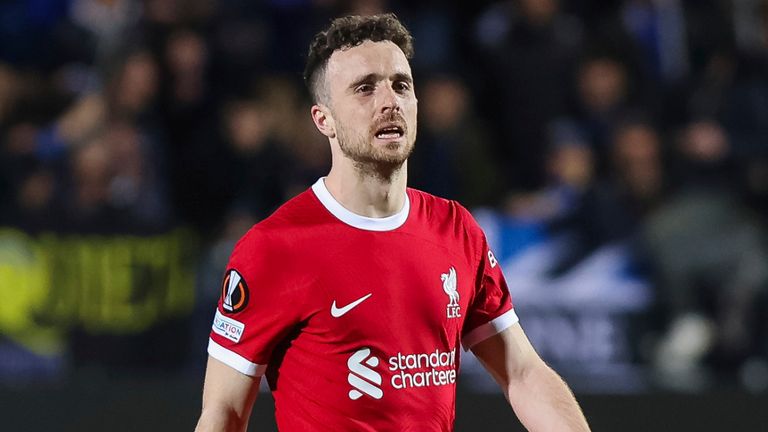 Diogo Jota in action for Liverpool in the Europa League match against Atalanta