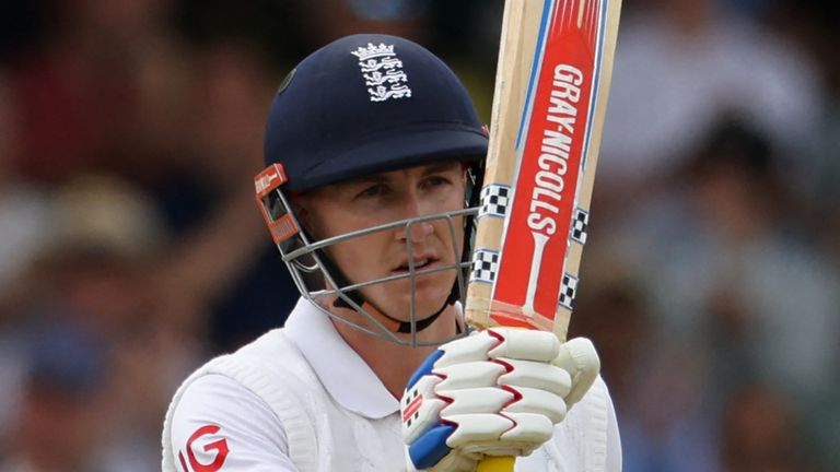 England's Harry Brook reacts to reaching his half century on day three of the first cricket test match between England and India at Headingley cricket ground in Leeds, northern England on June 22, 2025. (Photo by Darren Staples / AFP) / RESTRICTED TO EDITORIAL USE. NO ASSOCIATION WITH DIRECT COMPETITOR OF SPONSOR, PARTNER, OR SUPPLIER OF THE ECB