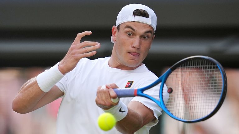 Jack Draper during his match against Sebastian Baez at Wimbledon
