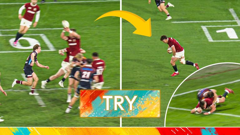 Lions score brilliant try.